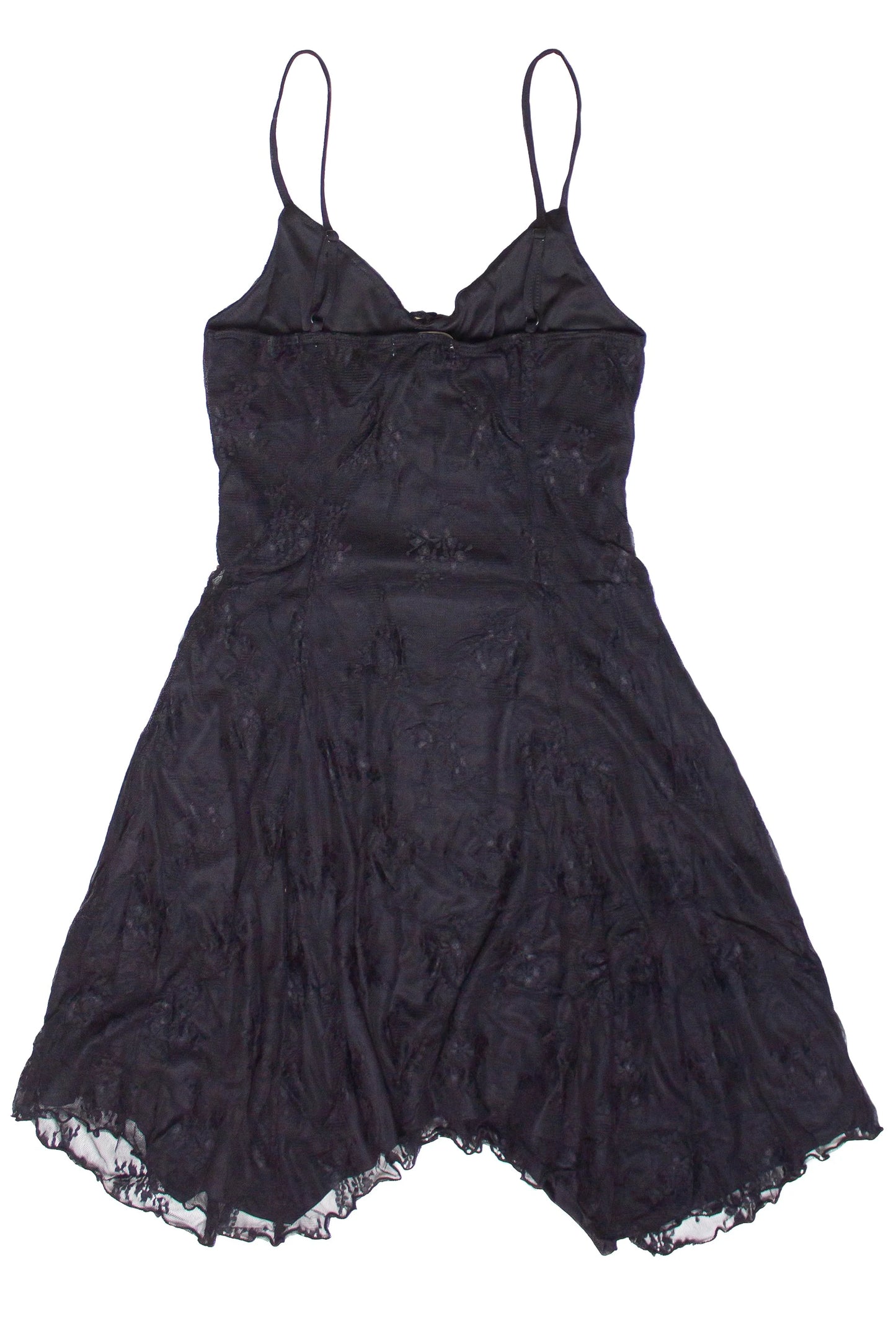 Mesh Lace Hanky Hem Mini Dress