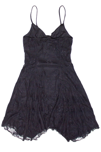 Mesh Lace Hanky Hem Mini Dress