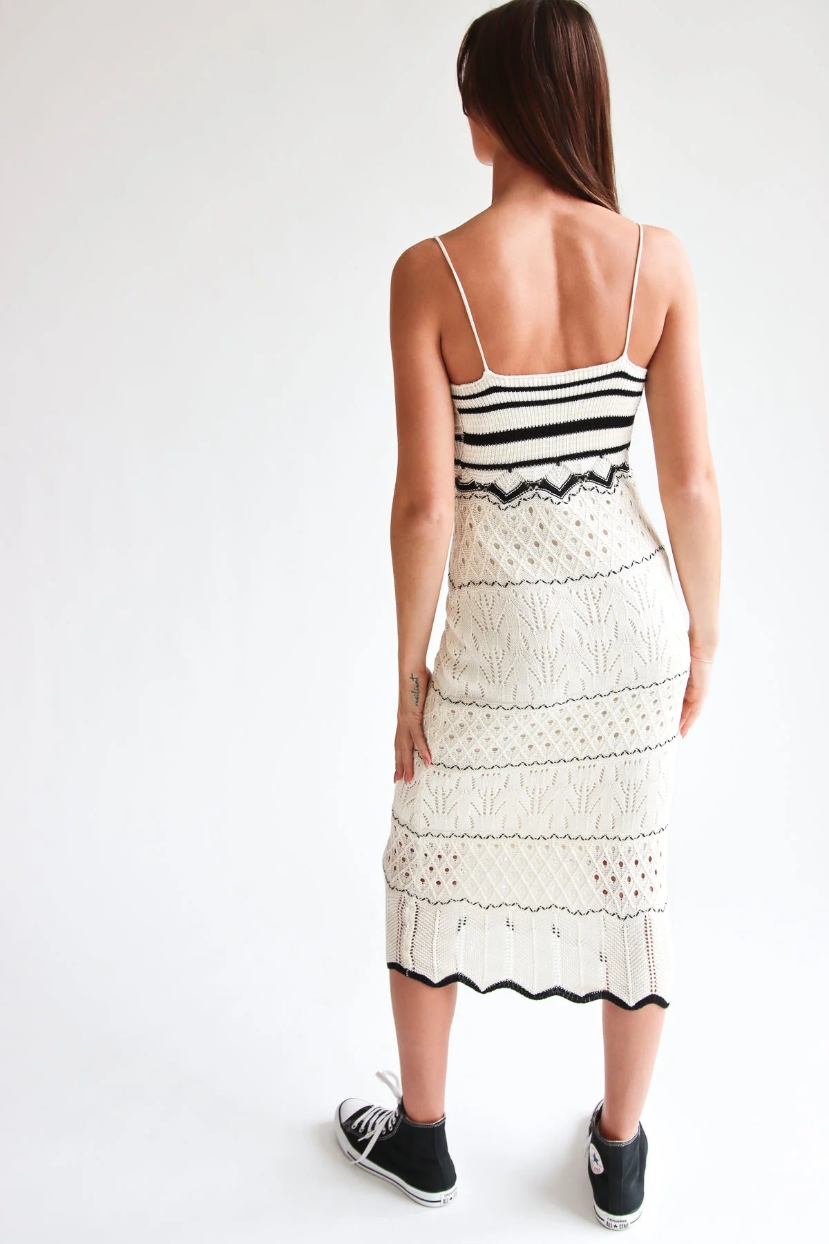 Open Knit Midi Dress