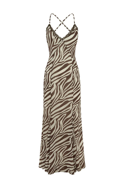 Amina Maxi Dress - Zebra Chocolate