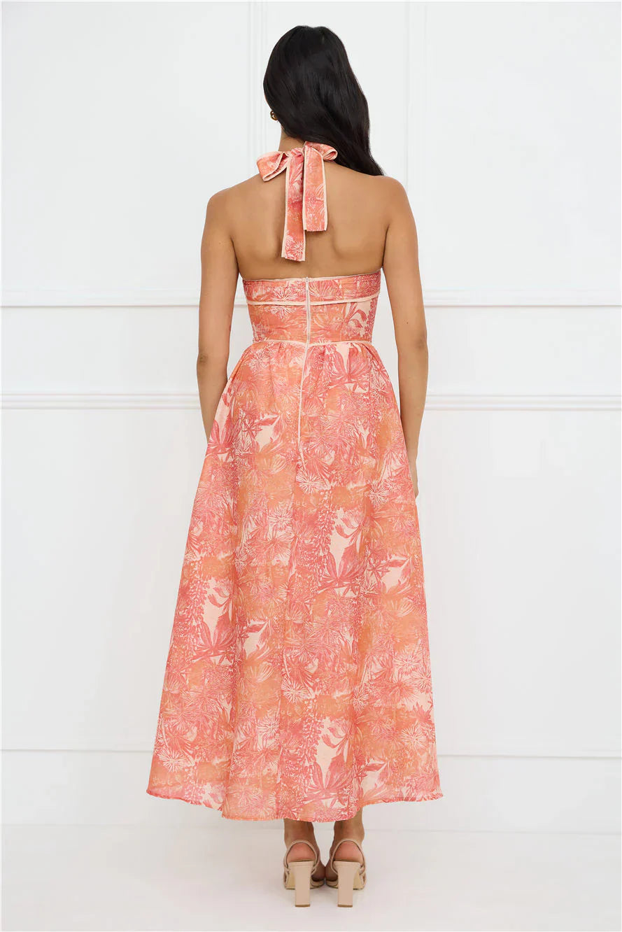 Luxe Harmony Halter Maxi Dress Orange