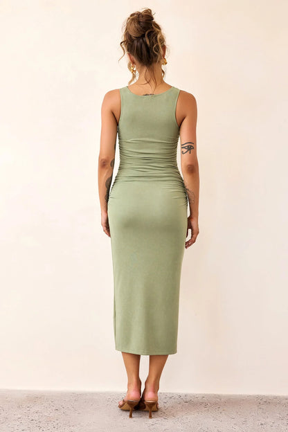 Vintage Classic Midi Dress - Olive