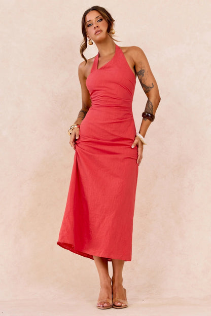 Shot Twist Maxi Dress - Red