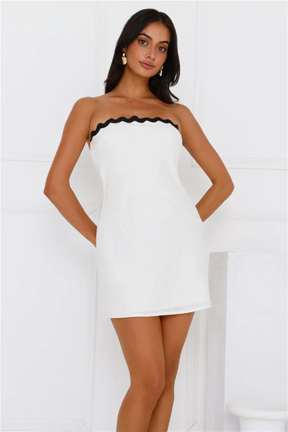 Waves Strapless Mini Dress White