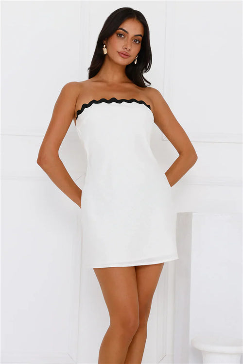 Waves Strapless Mini Dress White