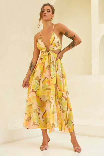 Rays Maxi Dress - Yellow Print