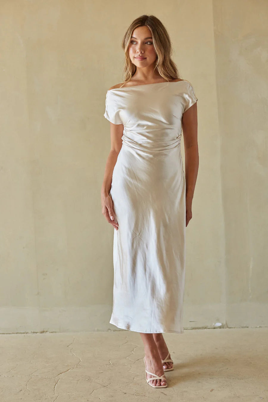 Kaiden Satin Cowl Midi Dress