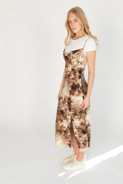2 Piece Maxi Slip Dress With Tee