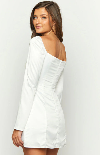 Layla White Long Sleeve Mini Dress