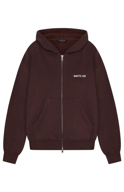 Test Drive Boxy Zip Front Hoodie Chocolate